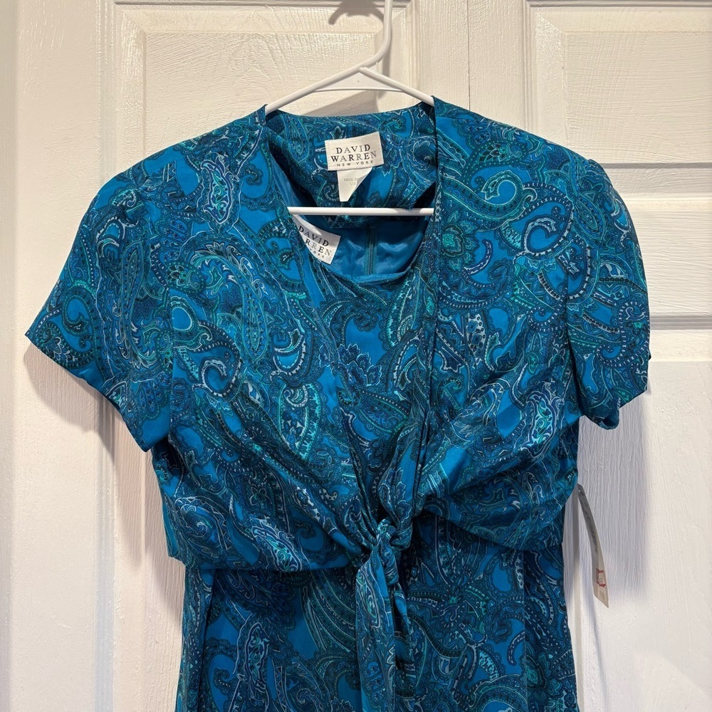Vintage NWT David Warren Blue Ankle Length Dress and Overshirt Set - Size 14